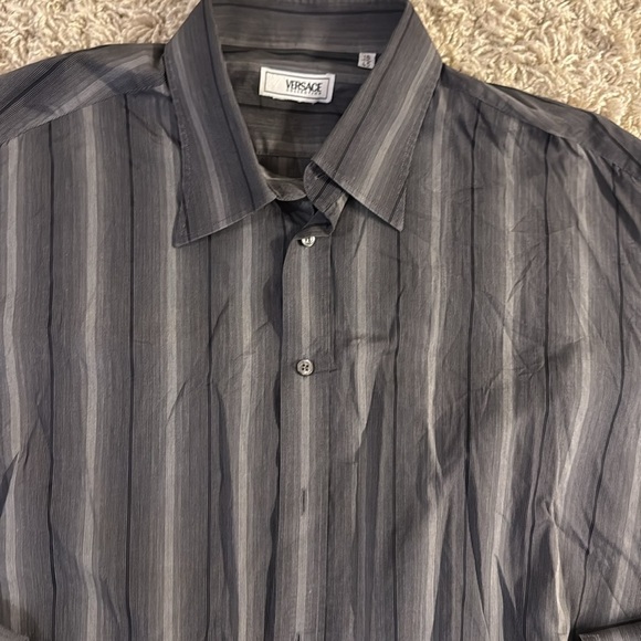 Versace Collection Black Casual Button Down Shirt with Striking Stripes size L - Picture 3 of 4